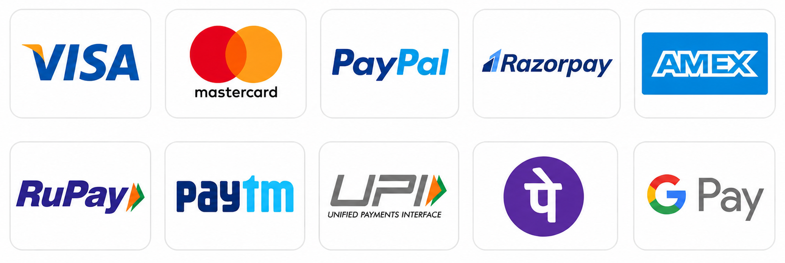 Accepted payment methods